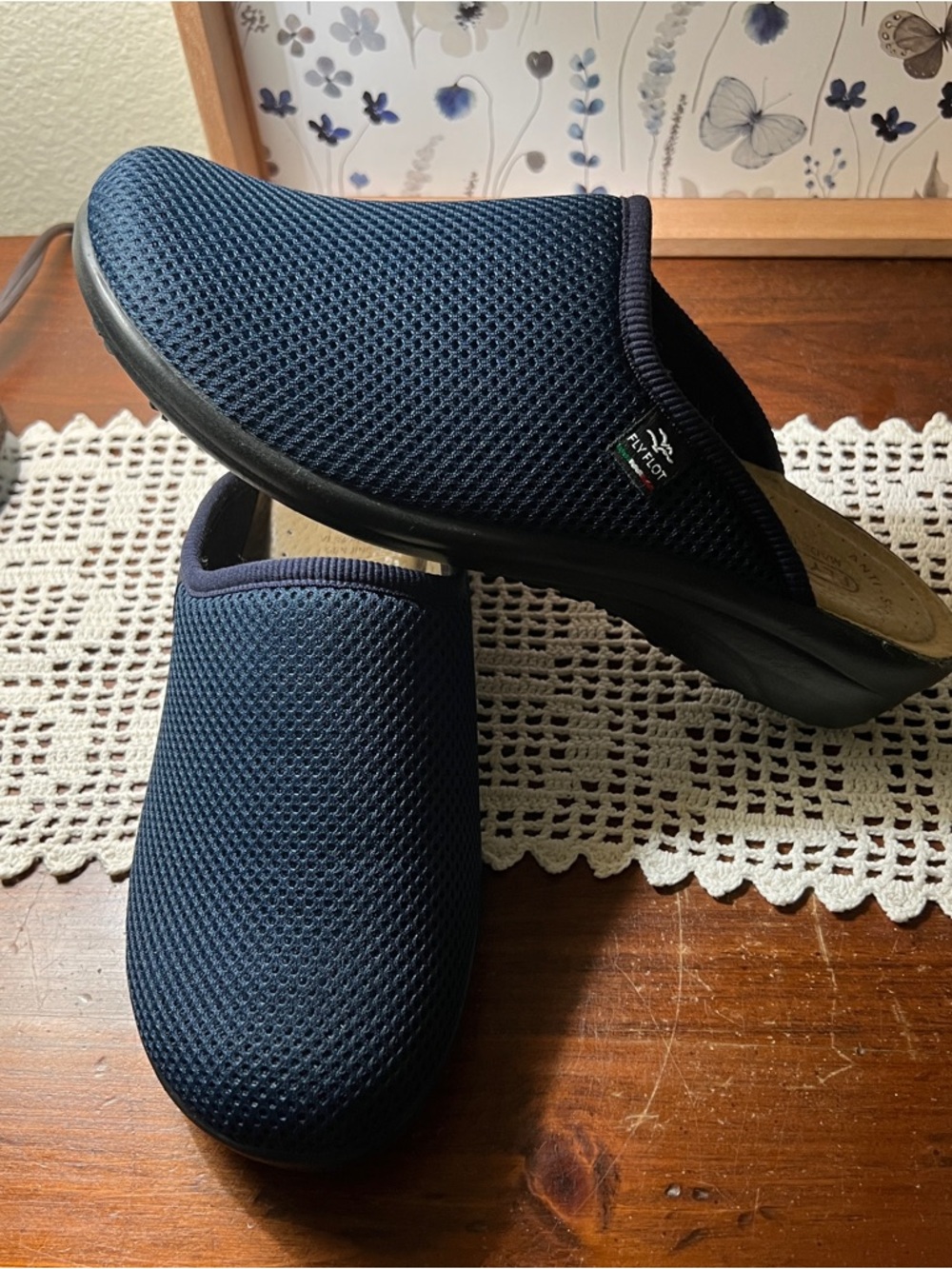 Fly Flot women’s Navy Mesh Slip-On Clog